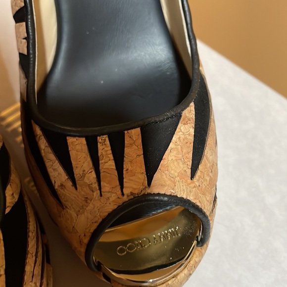 NIB Jimmy Choo Palm Laser Cut Cork on Suede, size 38.5 - Picture 3 of 7